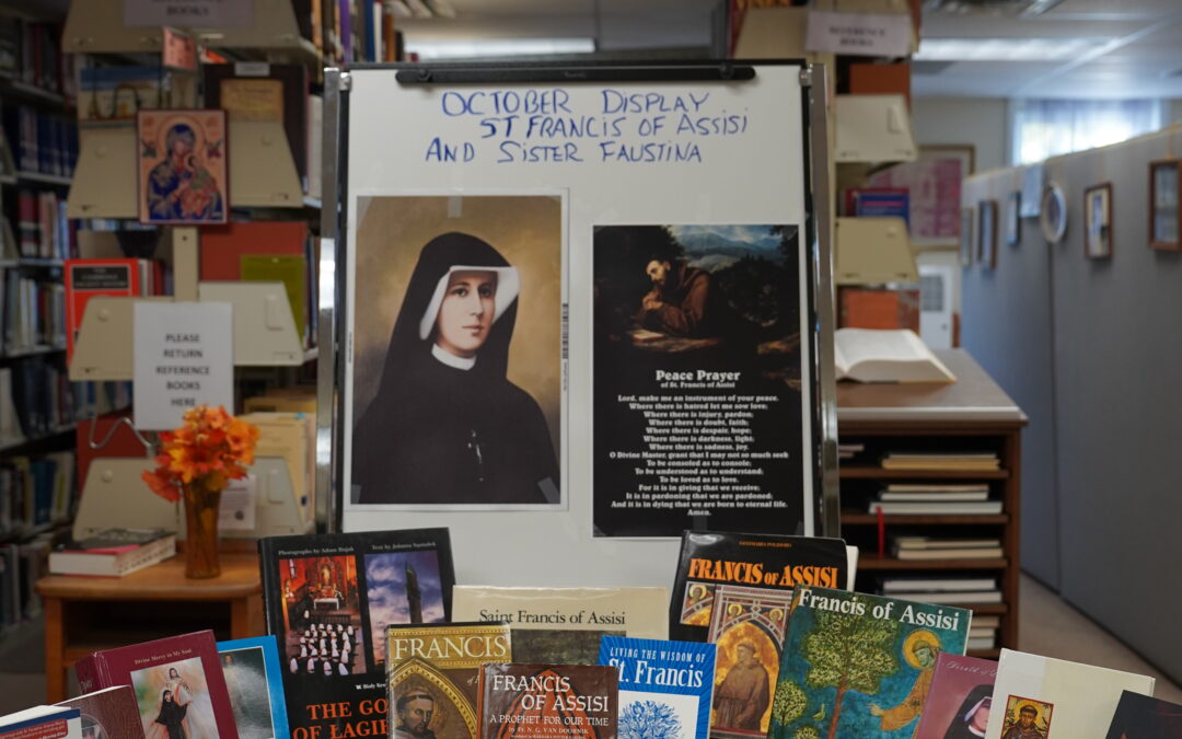 Saints Faustina & Francis of Assisi: October’s Library Display