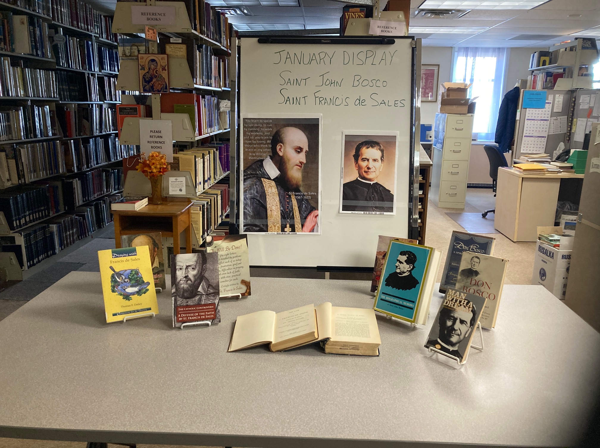 St. John Bosco and St. Francis de Sales – January Library Display